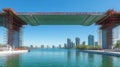 Engineers building a bridge over a river in miami Royalty Free Stock Photo