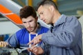 engineers check aircraft systems Royalty Free Stock Photo