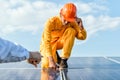 Engineers checking solar panels, Solar Energy . Royalty Free Stock Photo