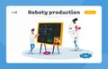 Engineers Create Robot Landing Page Template. Artificial Intelligence Mechanism Technology. Robotics Engineering
