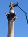 Engineers inspecting Nelson's Column, London Royalty Free Stock Photo