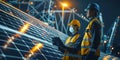 Engineers installing solar panels background - Ai Generated Royalty Free Stock Photo