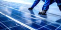 Engineers installing solar panels background - Ai Generated Royalty Free Stock Photo