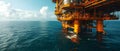 Engineers supervising the construction of an offshore oil rig in the sea. Concept Offshore Oil Rig