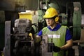 Engineers and technicians Holding a tablet computer In the factory. Technicians and engineers are working of machinery in Royalty Free Stock Photo