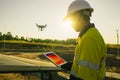 Engineers use the infrared scanner is installed on the drone to check the heat, humidity, irradiance to analyze to make sure the