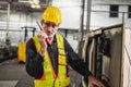 Engineers use radio communications to coordinate with employees in industrial