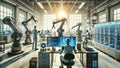 Engineers Working on Advanced Robots and AI Systems in High-Tech Robotics Lab