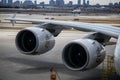 Engines Number 3 and 4 On An Emirates Airbus A380-800 Royalty Free Stock Photo