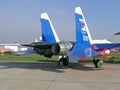 Engines of SU figther airplane at MAKS airshow