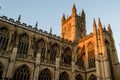 ENGLAND, BATH - 29 SEP 2015: Bath Abbey, sunset facade, golden h