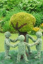 England- Bath- View of a Cute Group of Topiary Figures in a Garden