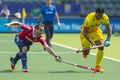 England Beats India at the World Cup Hockey 2014 Royalty Free Stock Photo