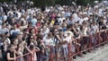 England - Bristol, 07.212019: audience at the event looking at something on a summer sunny day. Action. Many spectators Royalty Free Stock Photo