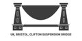 England, Bristol, Clifton Suspension Bridge, travel landmark vector illustration