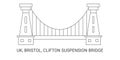 England, Bristol, Clifton Suspension Bridge, travel landmark vector illustration Royalty Free Stock Photo