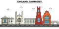 England, Cambridge. City skyline architecture Editable Royalty Free Stock Photo