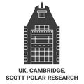 England, Cambridge, Scott Polar Research travel landmark vector illustration Royalty Free Stock Photo