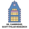 England, Cambridge, Scott Polar Research travel landmark vector illustration Royalty Free Stock Photo