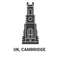 England, Cambridge, travel landmark vector illustration Royalty Free Stock Photo