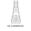 England, Cambridge, travel landmark vector illustration Royalty Free Stock Photo