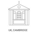 England, Cambridge travel landmark vector illustration Royalty Free Stock Photo