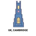 England, Cambridge, travel landmark vector illustration Royalty Free Stock Photo