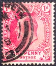 ENGLAND circa 1902. An antique stamp printed in England depicts King Edward VII 1841-1910 , King of the United Kingdom