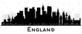 England City Skyline Silhouette with Black Buildings Isolated on White Royalty Free Stock Photo