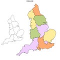 England country Map Set - blank outline map, Britain, United Kingdom, uk