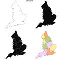 England country Map Set - blank outline map, Britain, United Kingdom, uk