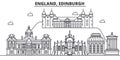 England, Edinburgh architecture line skyline illustration. Linear vector cityscape with famous landmarks, city sights Royalty Free Stock Photo