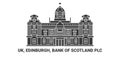 England, Edinburgh, Bank Of Scotland Plc, travel landmark vector illustration