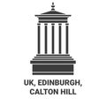 England, Edinburgh, Calton Hill travel landmark vector illustration