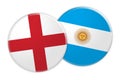 England Flag Button On Argentina Flag Button, 3d illustration on white background Royalty Free Stock Photo