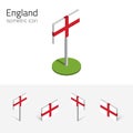 England flag, vector set of 3D isometric icons