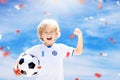 England football fan kids. Children play soccer Royalty Free Stock Photo