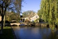 Autumn sunshine on the  River Windrush at Bourton on the Water Royalty Free Stock Photo