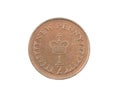 England half a new penny coin on a white isolated background Royalty Free Stock Photo