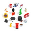 England icons set, isometric 3d style Royalty Free Stock Photo