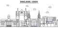 England, Leeds architecture line skyline illustration. Linear vector cityscape with famous landmarks, city sights