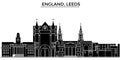 England, Leeds architecture vector city skyline, travel cityscape with landmarks, buildings, isolated sights on