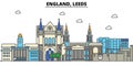 England, Leeds. City skyline architecture Editable