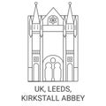 England, Leeds, Kirkstall Abbey travel landmark vector illustration