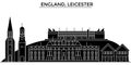 England, Leicester architecture vector city skyline, travel cityscape with landmarks, buildings, isolated sights on