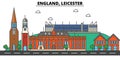 England, Leicester. City skyline architecture . Editable