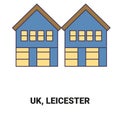 England, Leicester travel landmark vector illustration