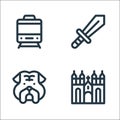 England line icons. linear set. quality vector line set such as westminster, bulldog, sword