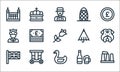 England line icons. linear set. quality vector line set such as stonehenge, swan, union jack, beer, carriage, queen, umbrella,