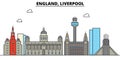 England, Liverpool. City skyline architecture . Editable